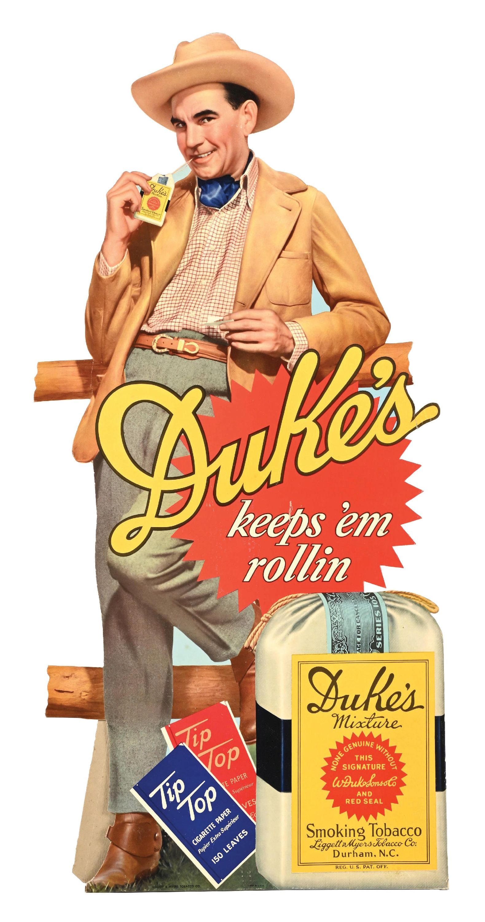 LARGE DIE-CUT CARDBOARD STAND-UP FOR DUKE'S MIXTURE TOBACCO (1 of 4)