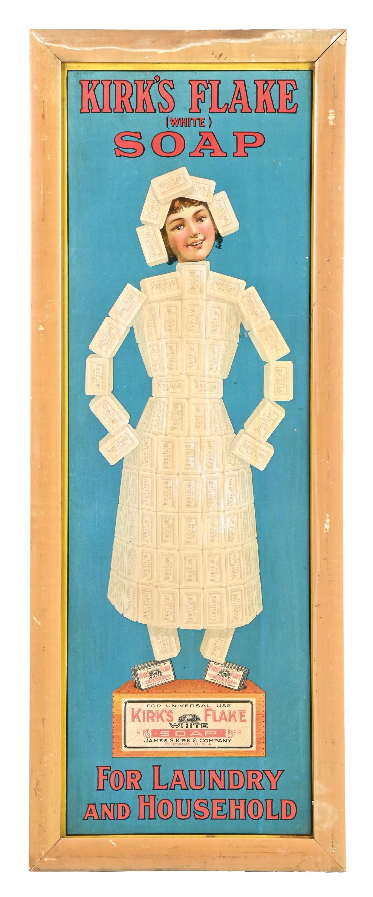 CARDBOARD ADVERTISEMENT FOR KIRK'S FLAKE SOAP (1 of 3)