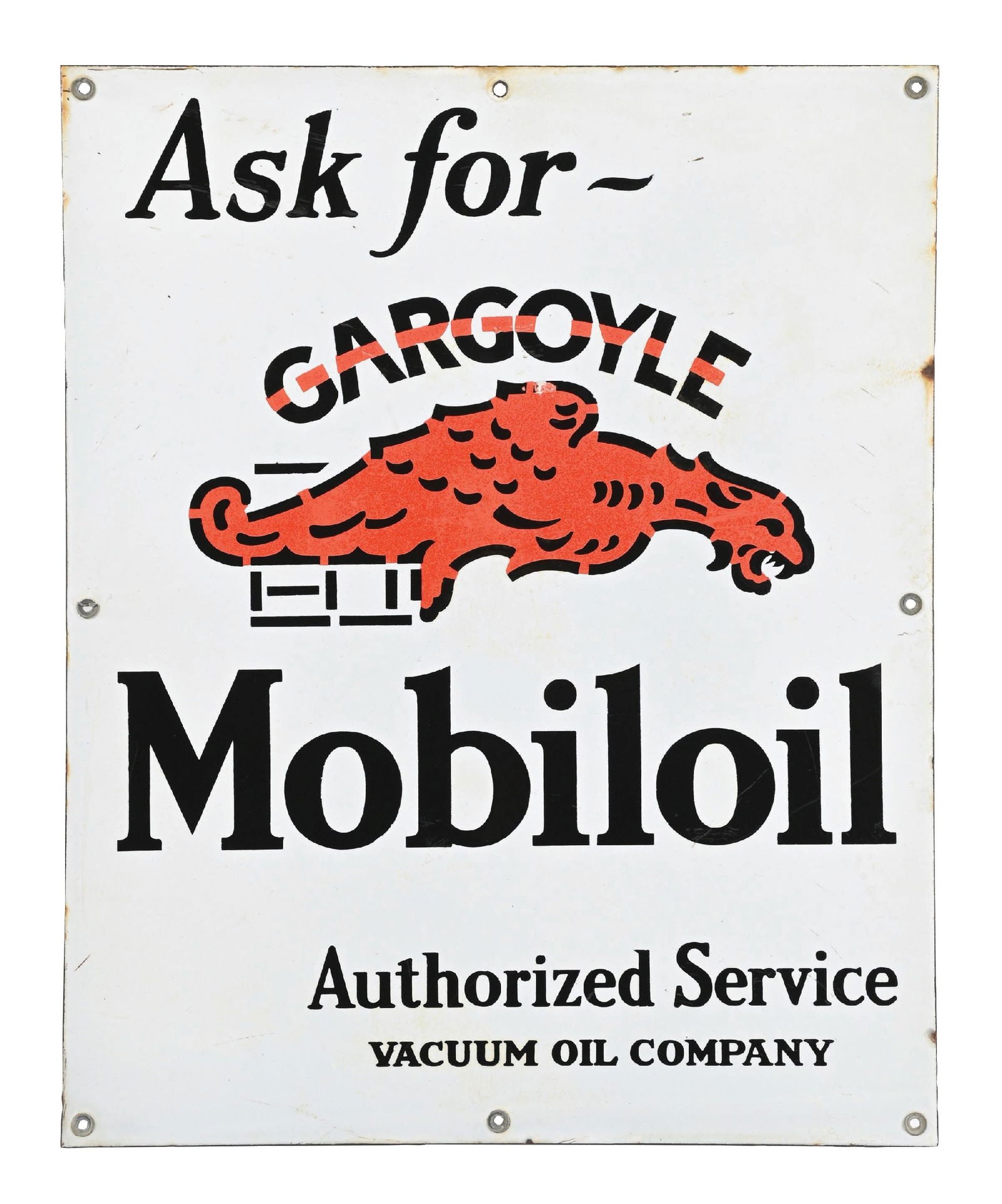 MOBILOIL AUTHORIZED SERVICE PORCELAIN SIGN (1 of 2)