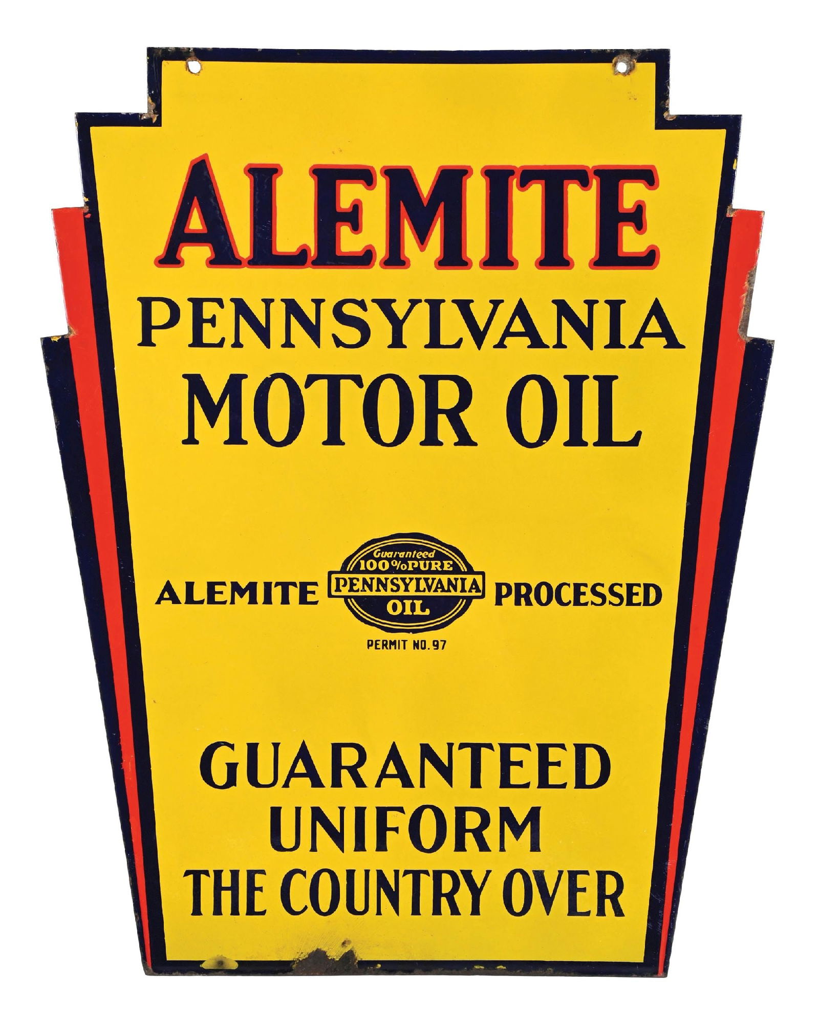 ALEMITE MOTOR OIL PORCELAIN SIGN (1 of 3)