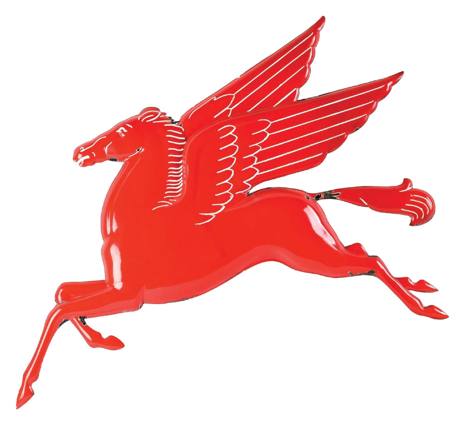 MOBIL PEGASUS EMBOSSED PORCELAIN SERVICE STATION SIGN (1 of 2)