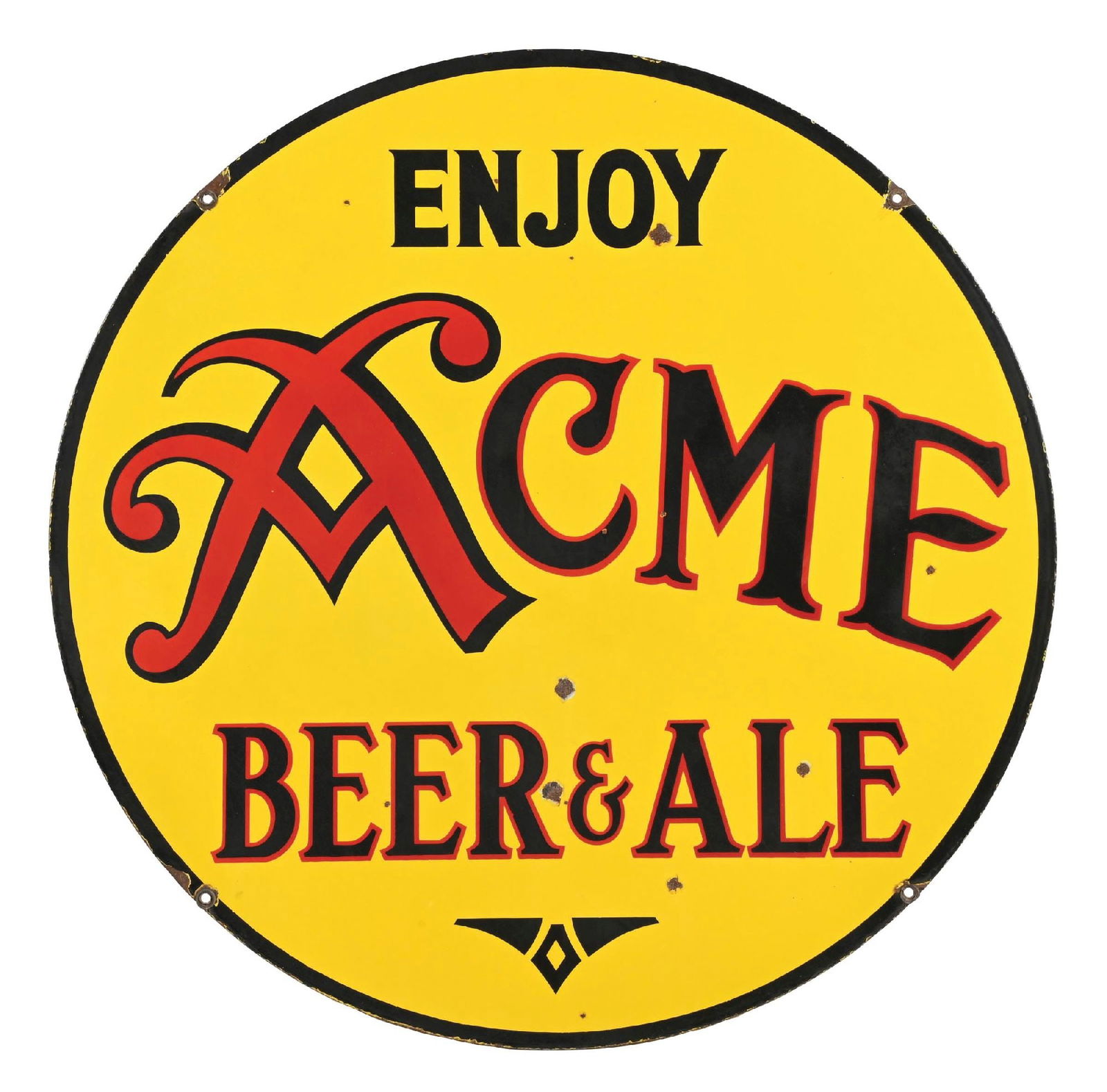 ENJOY ACME BEER AND ALE PORCELAIN SIGN (1 of 2)
