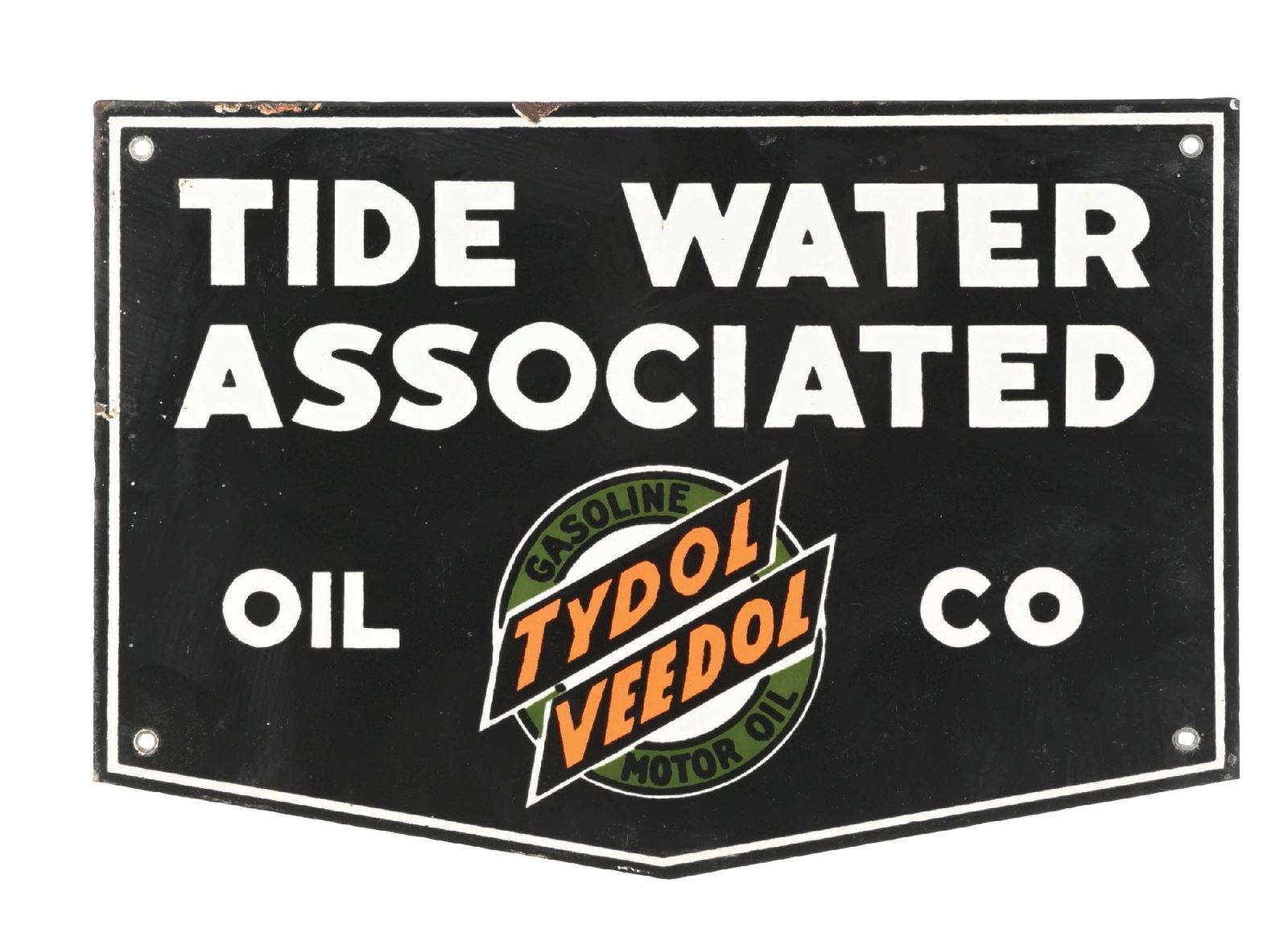 TIDE WATER ASSOCIATED OIL CO. PORCELAIN SIGN (1 of 2)
