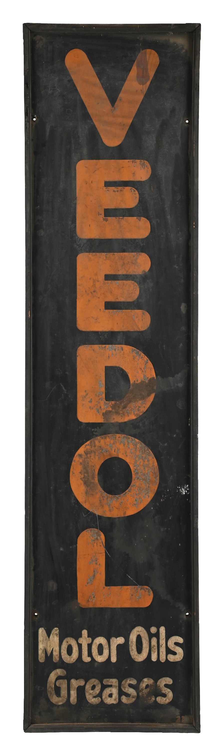 VEEDOL MOTOR OILS & GREASES TIN SIGN W/ ORIGINAL WOOD FRAME (1 of 2)