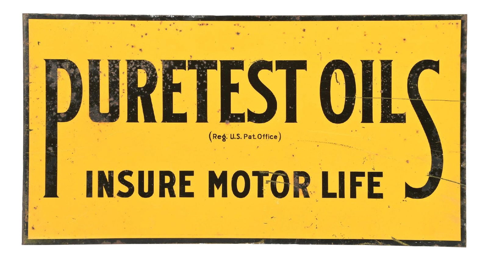 PURETEST OILS INSURE MOTOR LIFE TIN FLANGE SIGN (1 of 3)