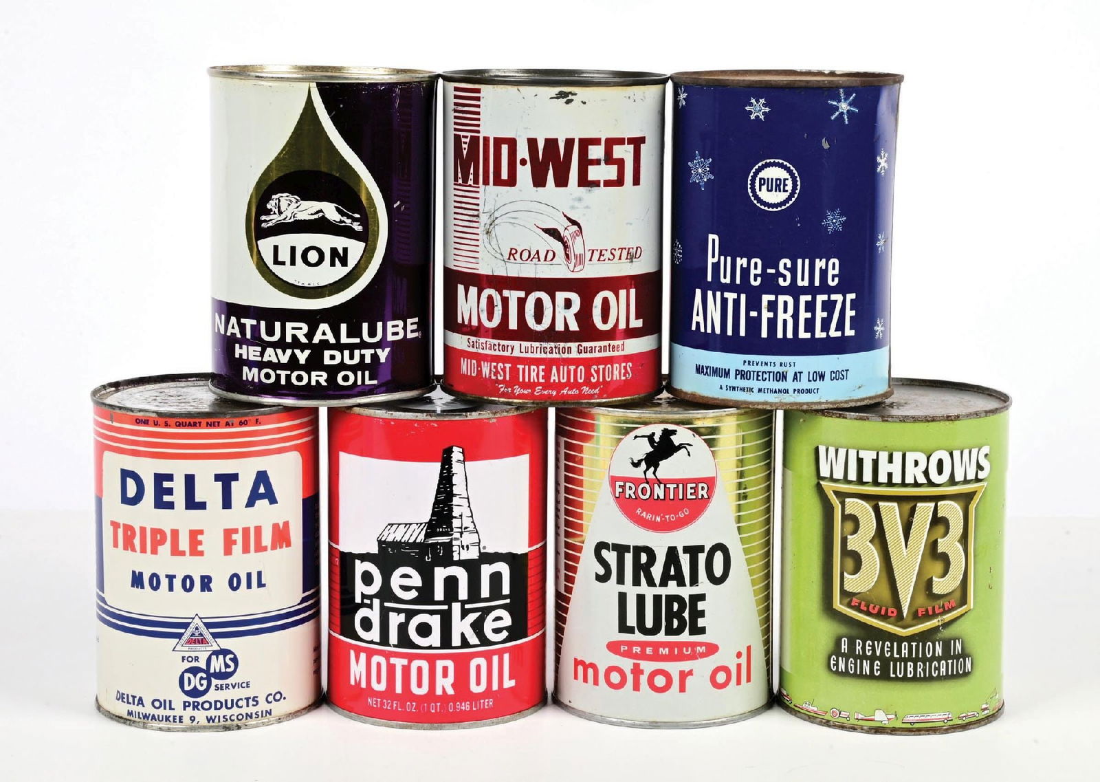 COLLECTION OF 7: ONE QUART MOTOR OIL CANS (1 of 1)