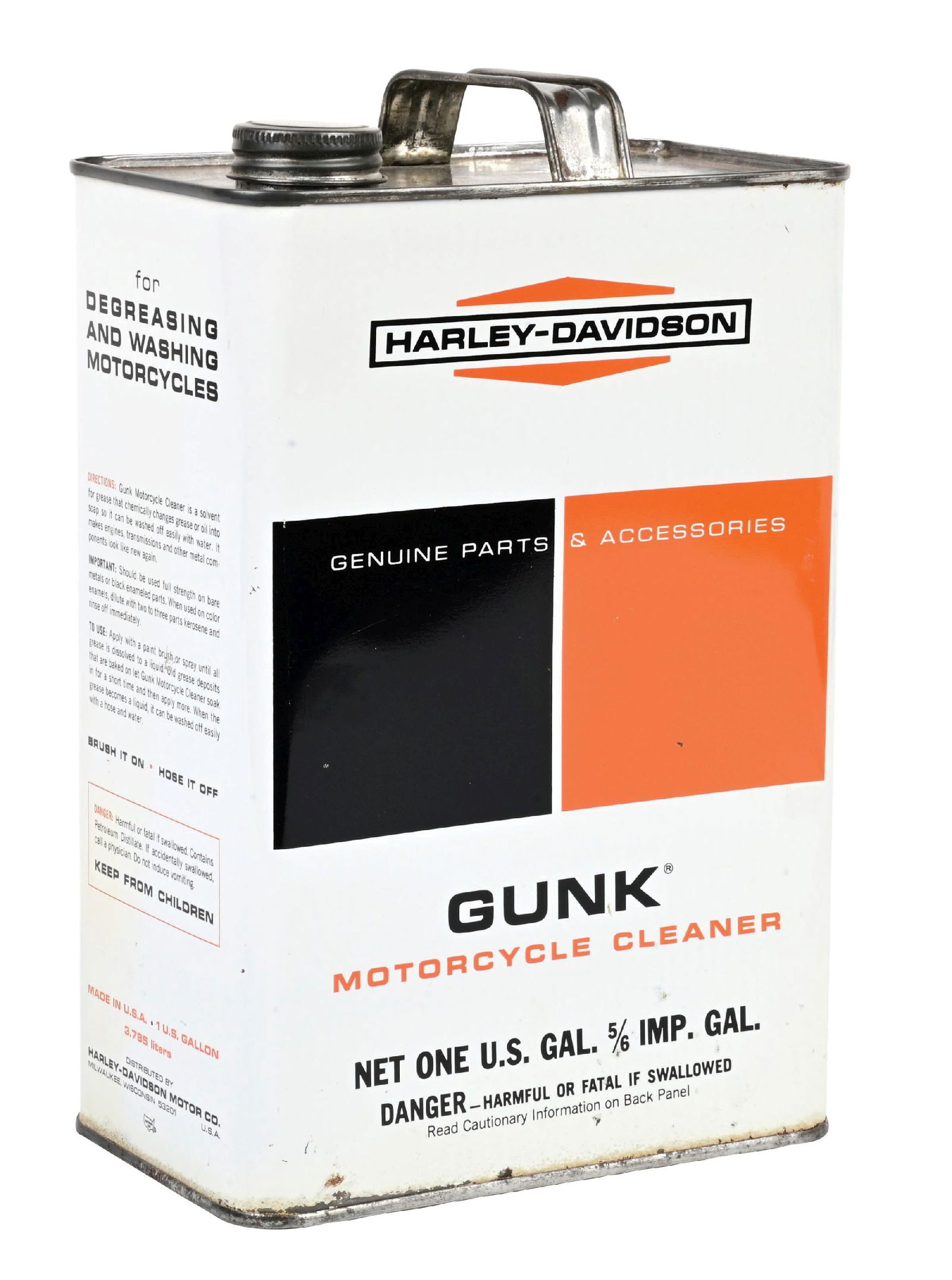 HARLEY DAVIDSON MOTORCYCLE GUNK CLEANER ONE GALLON OIL CAN (1 of 4)