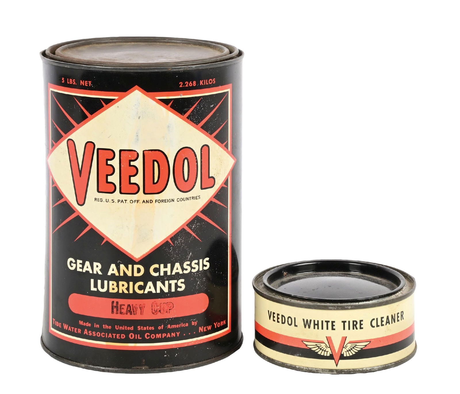 COLLECTION OF 2: VEEDOL GEAR AND CHASSIS LUBRICANTS & WHITE TIRE CLEANER CANS (1 of 4)