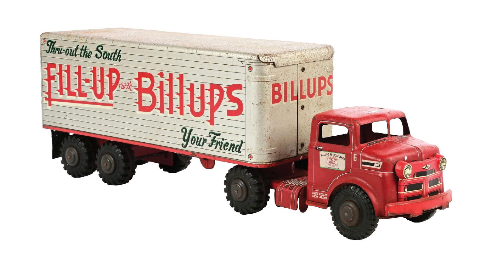 RARE MARX BILLUPS GASOLINE SERVICE STATION TRACTOR TRAILER TOY (1 of 4)