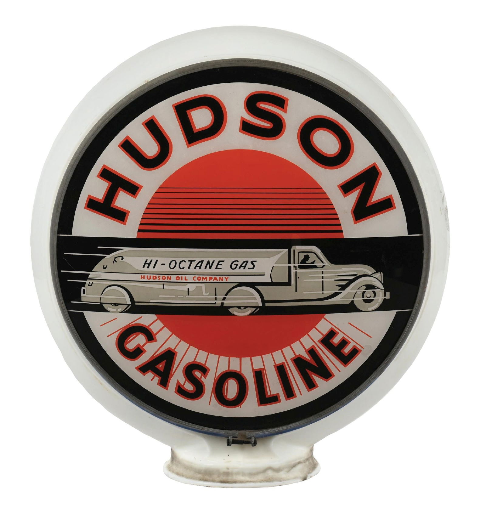 HUDSON GASOLINE COMPLETE 13.5" GLOBE ON GLASS GILL BODY (1 of 4)