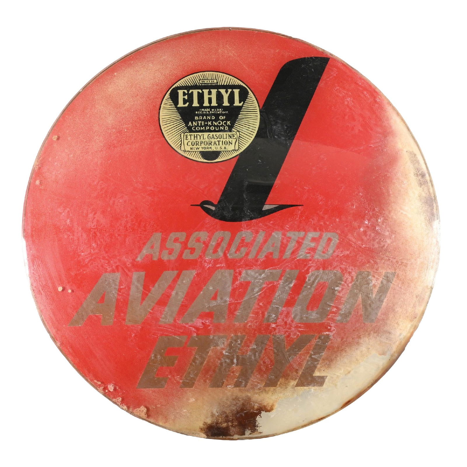 ASSOCIATED AVIATION ETHYL GASOLINE 15" SINGLE GLOBE LENS (1 of 2)