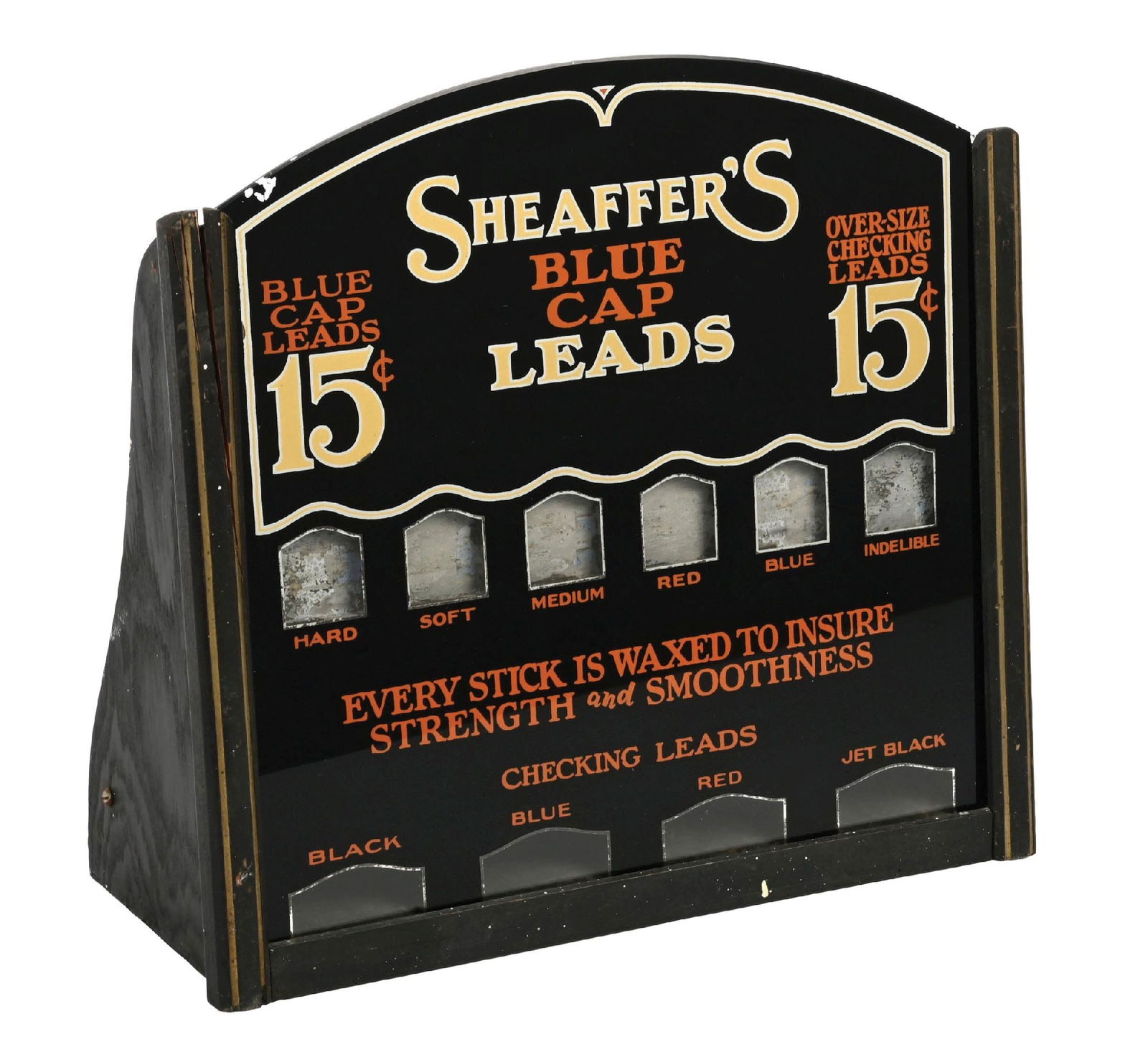 SHEAFER'S BLUE CAP LEADS GLASS FACED STORE DISPLAY. (1 of 4)