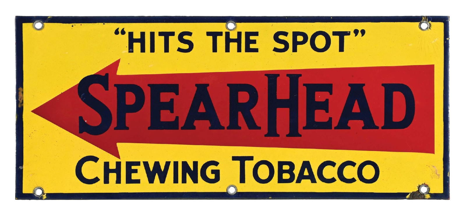 PORCELAIN SPEARHEAD CHEWING TOBACCO SIGN (1 of 2)