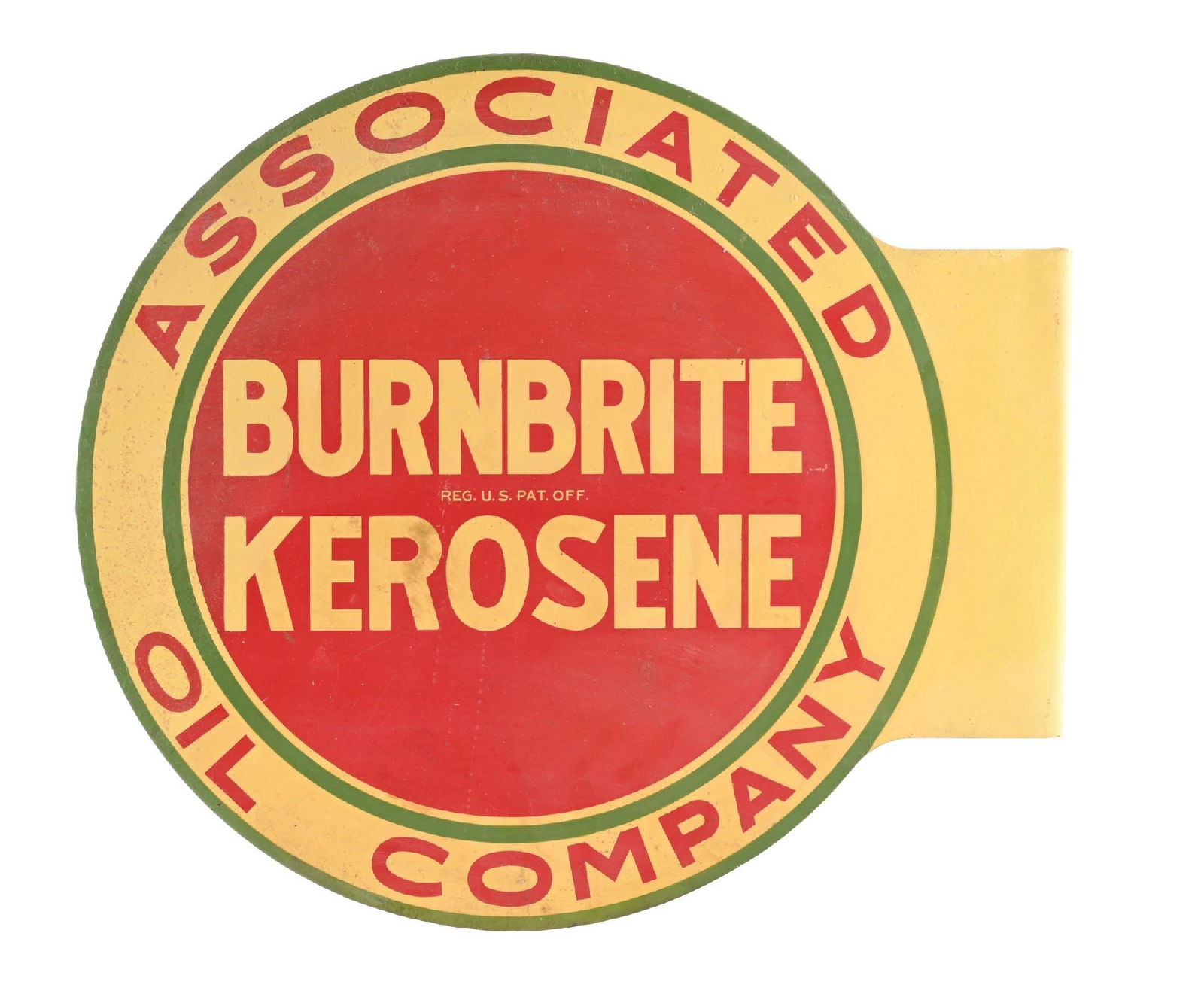 ASSOCIATED BURNBRITE KEROSENE TIN FLANGE SIGN (1 of 2)