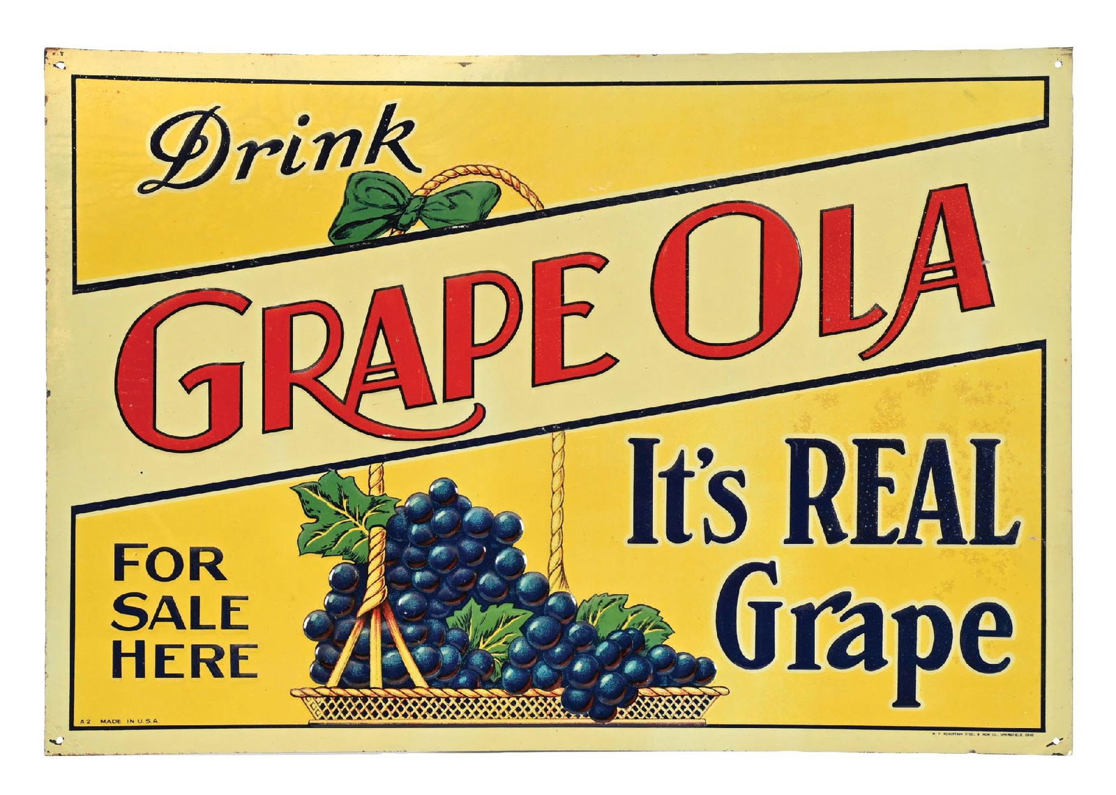 EMBOSSED TIN SIGN ADVERTISING GRAPE OLA SOFT DRINK (1 of 4)