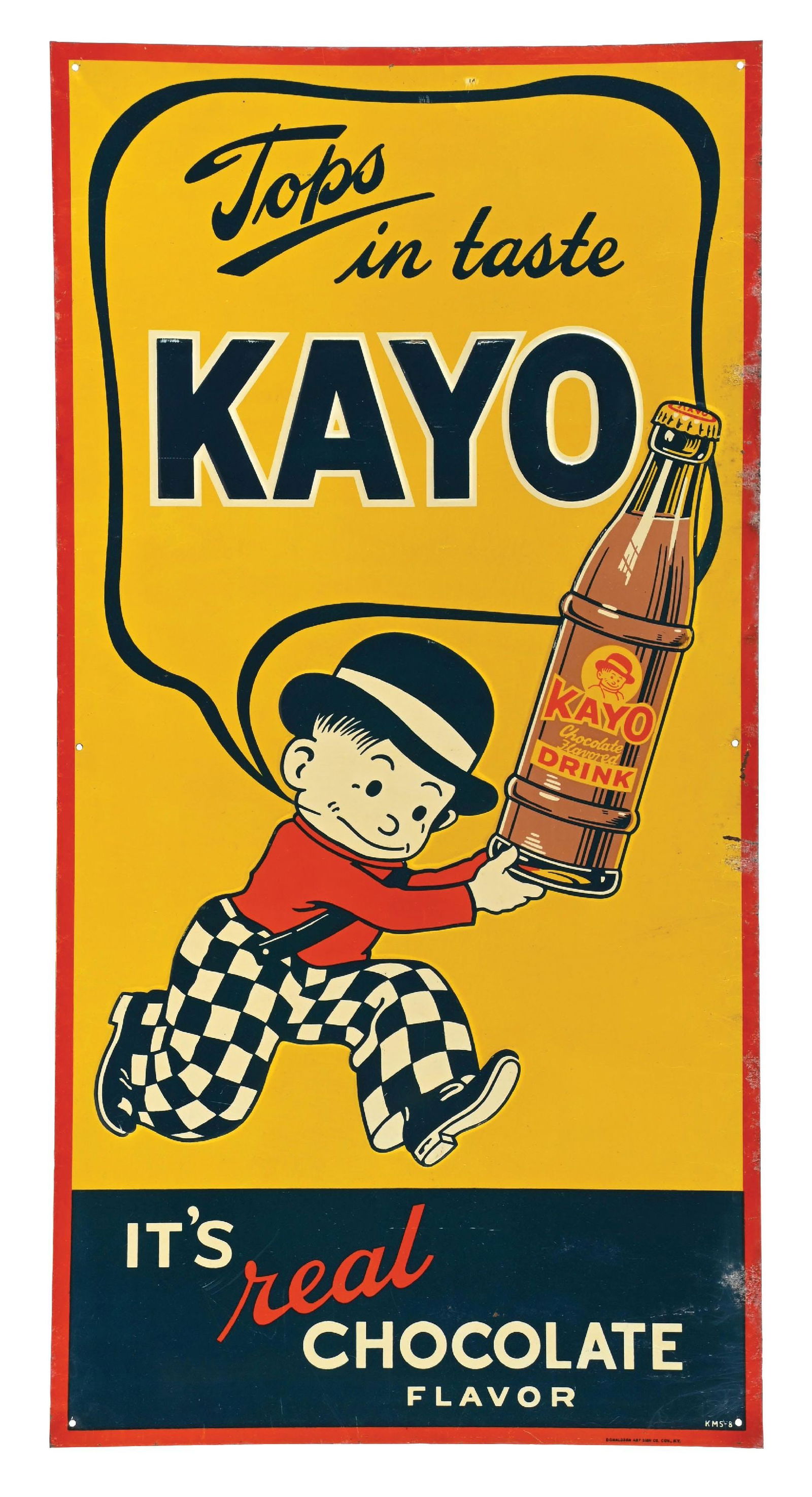 KAYO CHOCOLATE-FLAVORED DRINK EMBOSSED TIN SIGN (1 of 3)