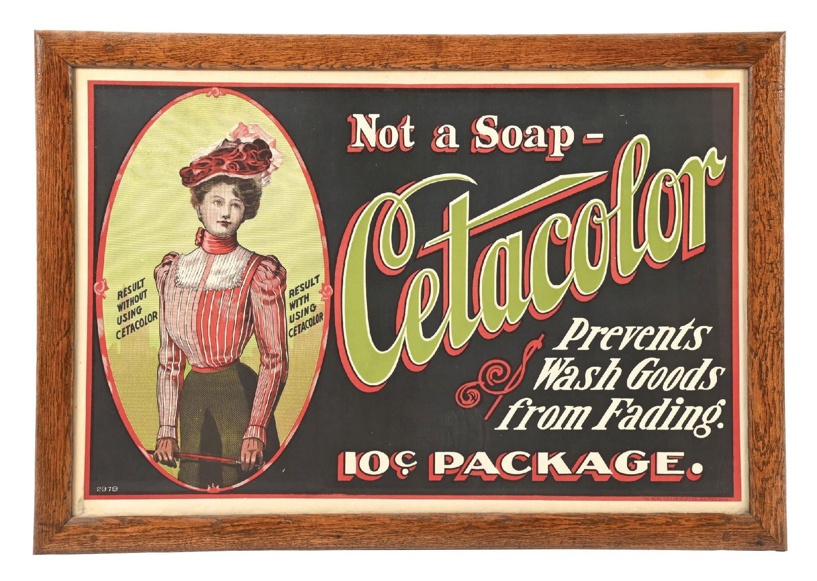 FRAMED CLOTH BANNER ADVERTISEMENT FOR CETACOLOR WASHING SOLUTION (1 of 3)