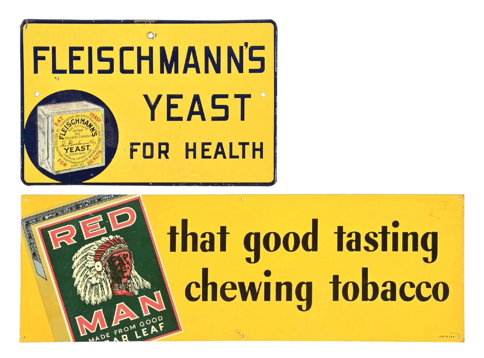 PAIR OF TIN ADVERTISING SIGNS (1 of 5)