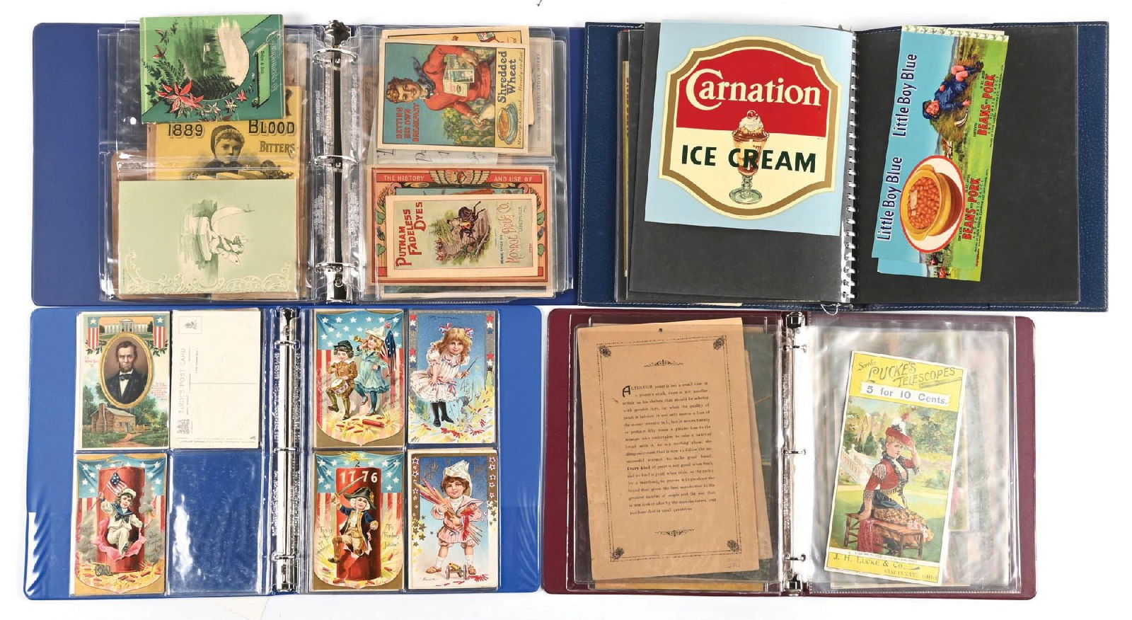 COLLECTION OF 4: BINDERS OF LABELS, POSTCARDS, TRADE CARDS & ASSORTED PAPER EPHEMERA (1 of 3)
