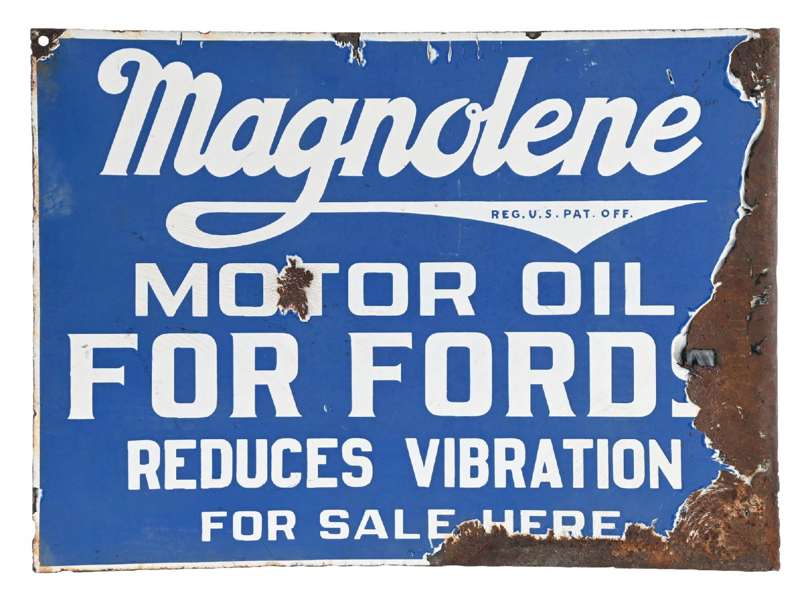 MAGNOLENE MOTOR OIL FOR FORDS PORCELAIN FLANGE SIGN (1 of 2)