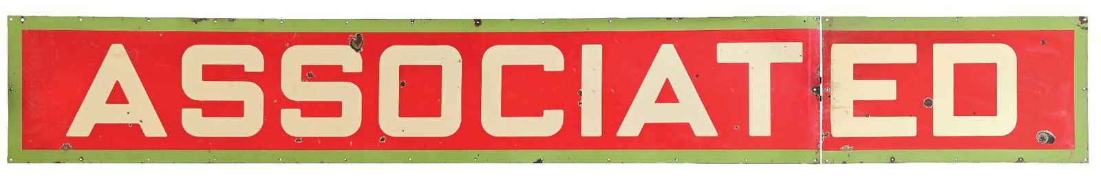 ASSOCIATED GASOLINE TWO-PIECE PORCELAIN SERVICE STATION SIGN (1 of 4)