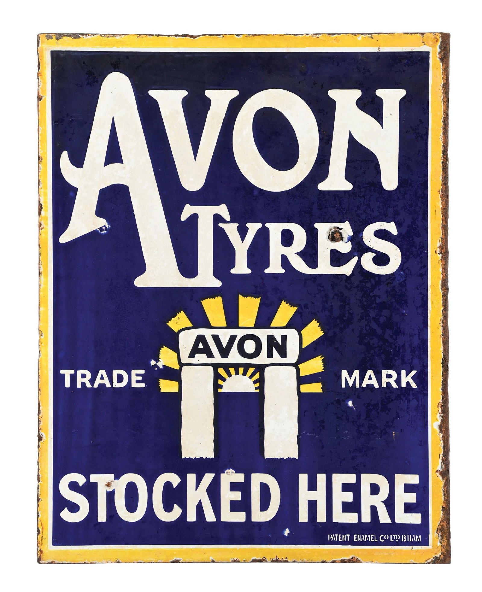 AVON TYRES STOCKED HERE PORCELAIN FLANGE SIGN (1 of 3)