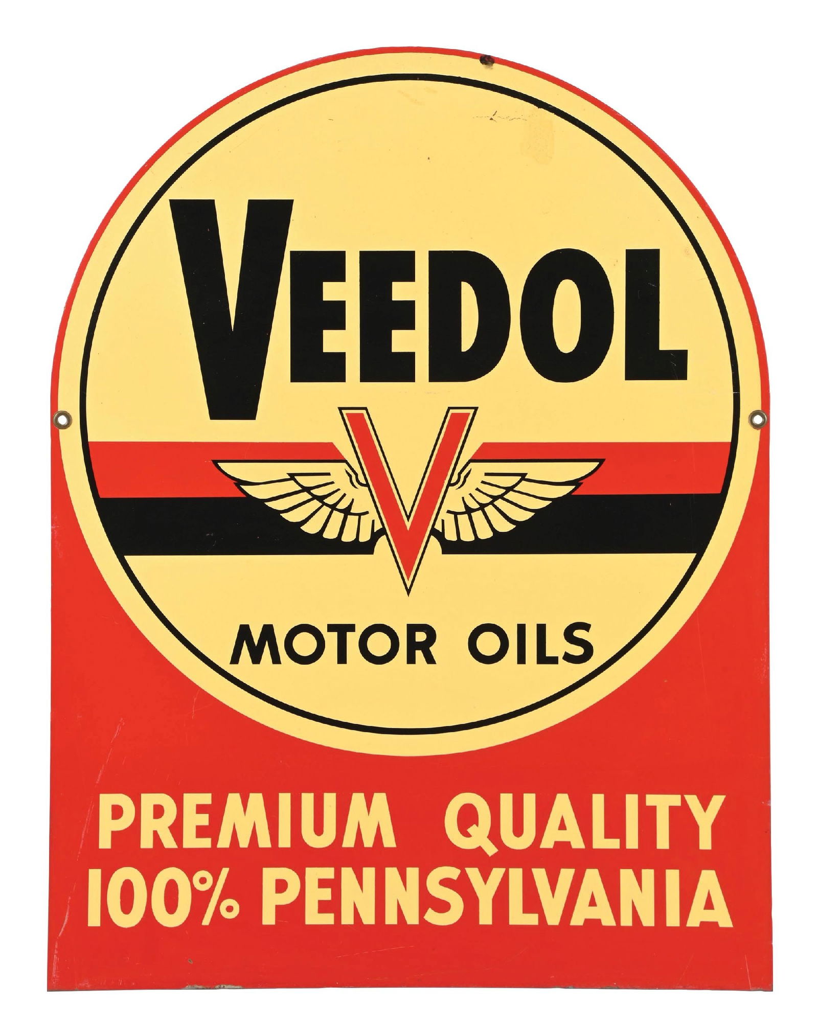 VEEDOL MOTOR OILS TIN SERVICE STATION TOMBSTONE SIGN. (1 of 2)