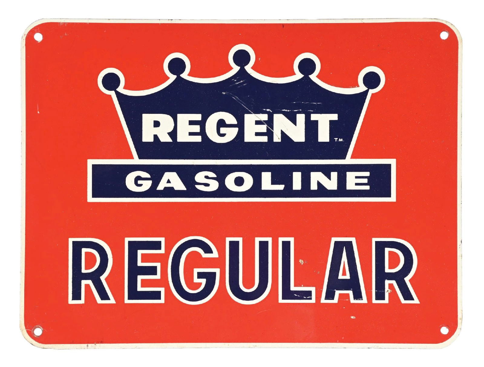 REGENT REGULAR GASOLINE TIN PUMP PLATE SIGN (1 of 2)