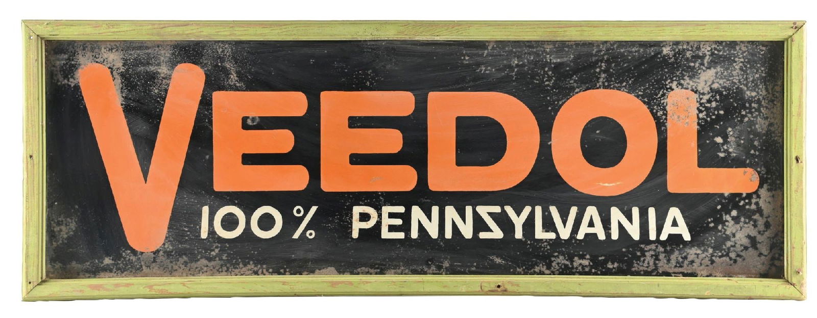 VEEDOL "100% PENNSYLVANIA" MOTOR OIL FRAMED TIN SIGN (1 of 2)