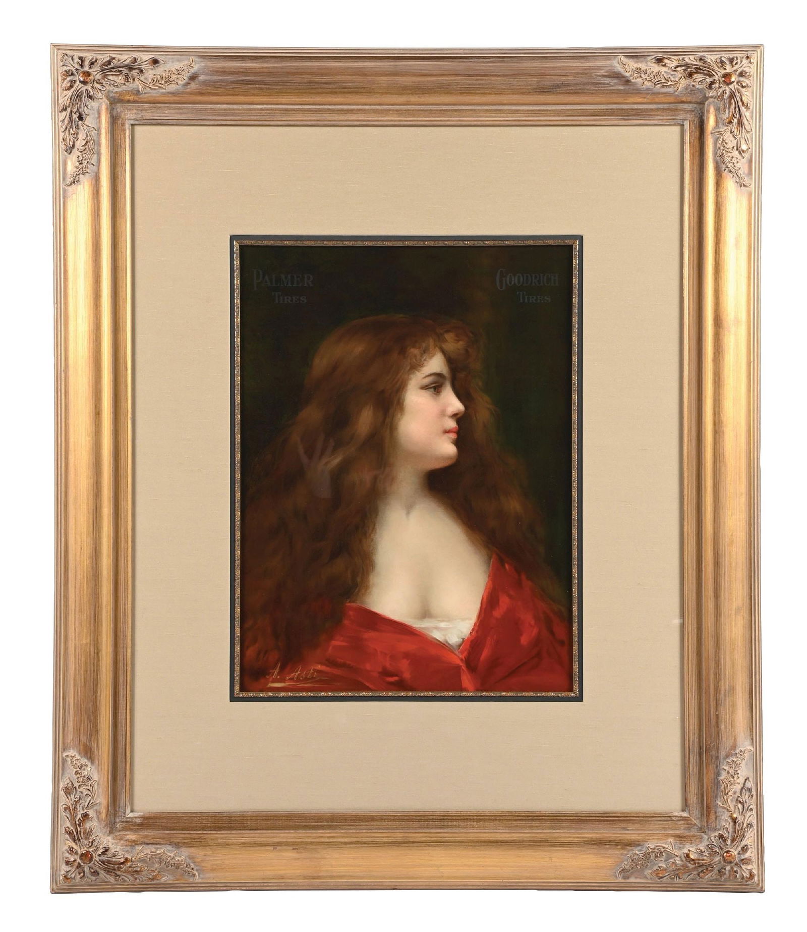 PALMER AND GOODRICH TIRES FRAMED PORTRAIT ADVERTISEMENT. (1 of 3)