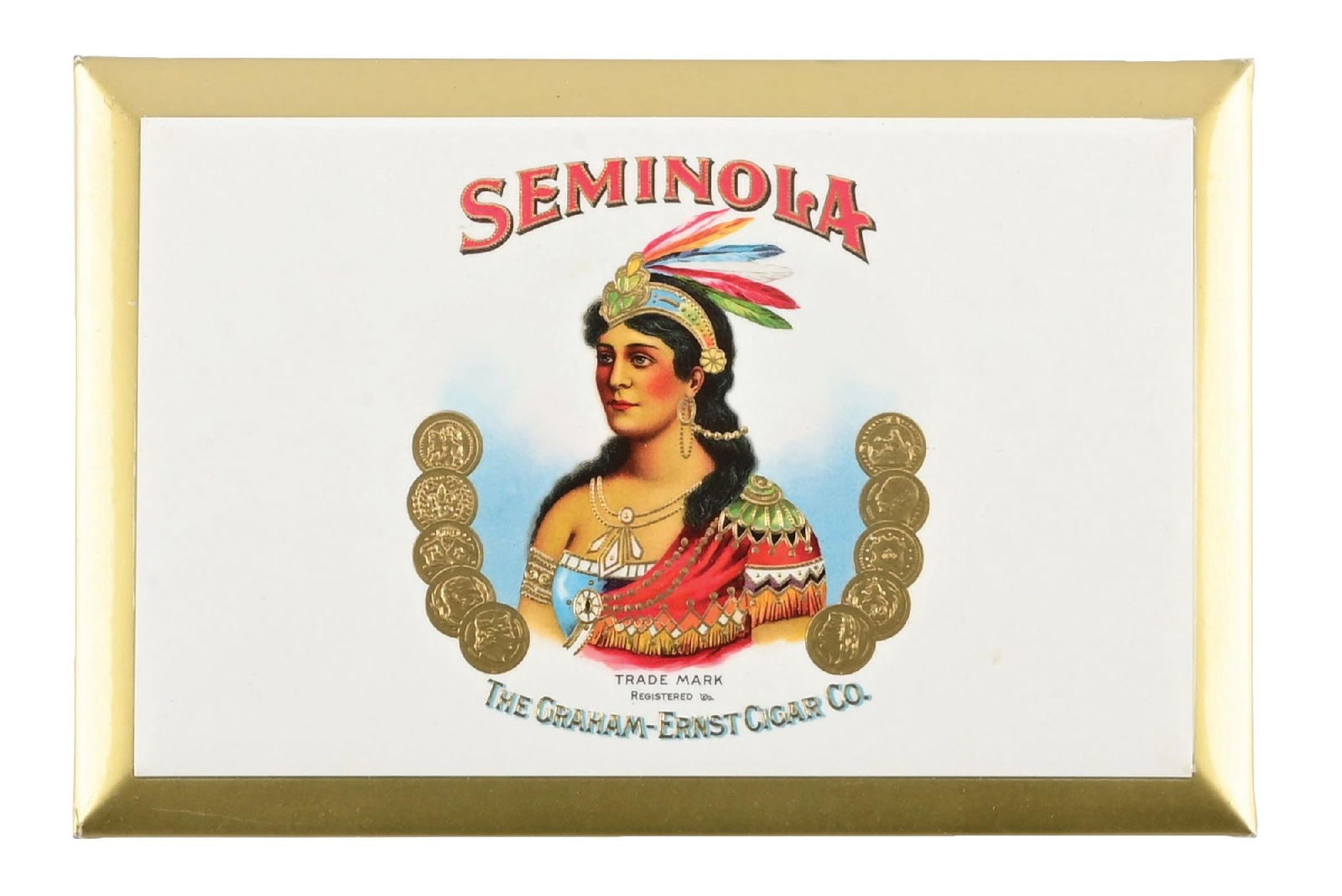 SEMINOLA CIGARS STORE DISPLAY SIGN WITH INDIAN MAIDEN GRAPHIC (1 of 2)