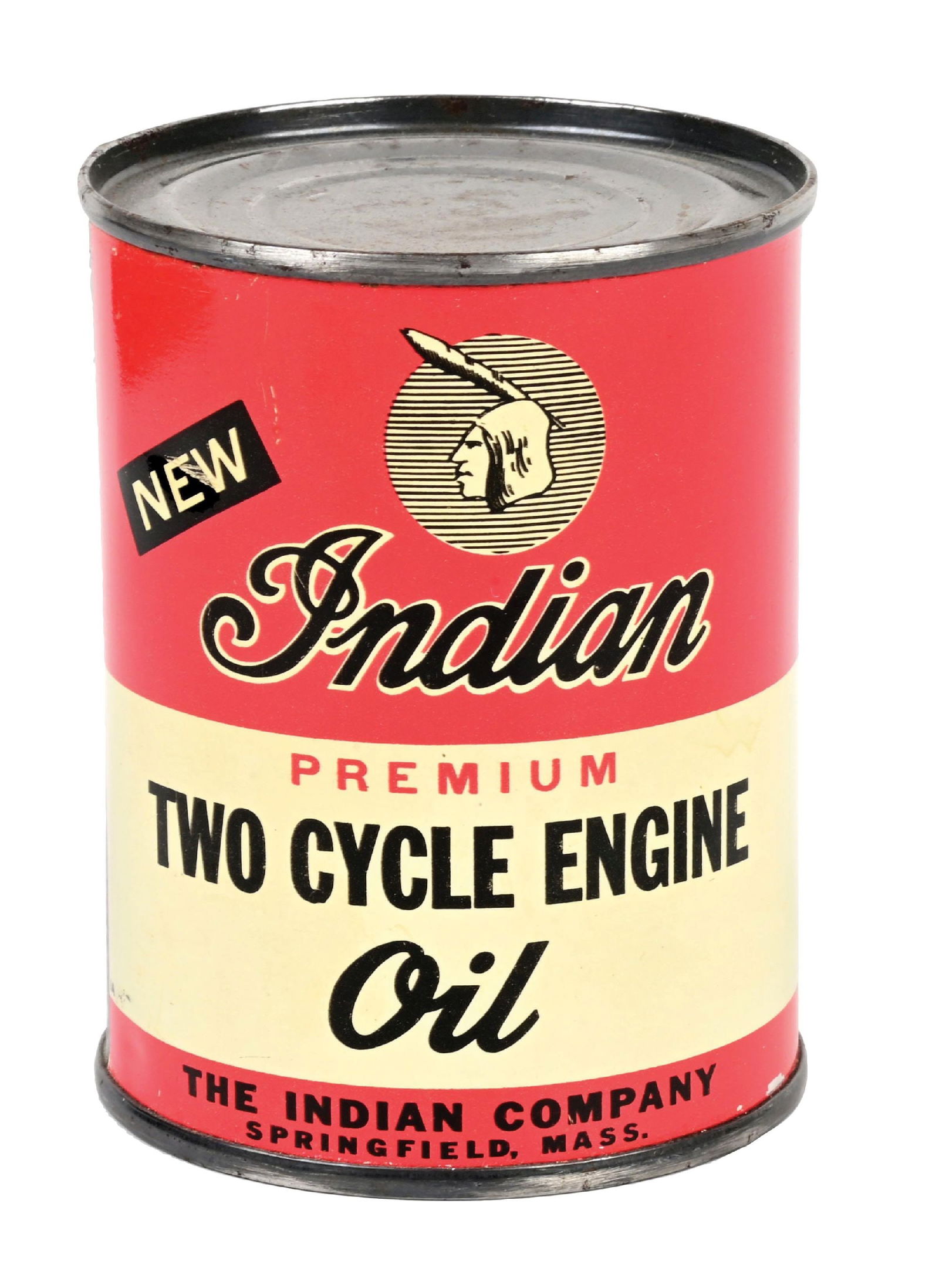 INDIAN PREMIUM TWO CYCLE ENGINE OIL ONE HALF PINT CAN (1 of 6)