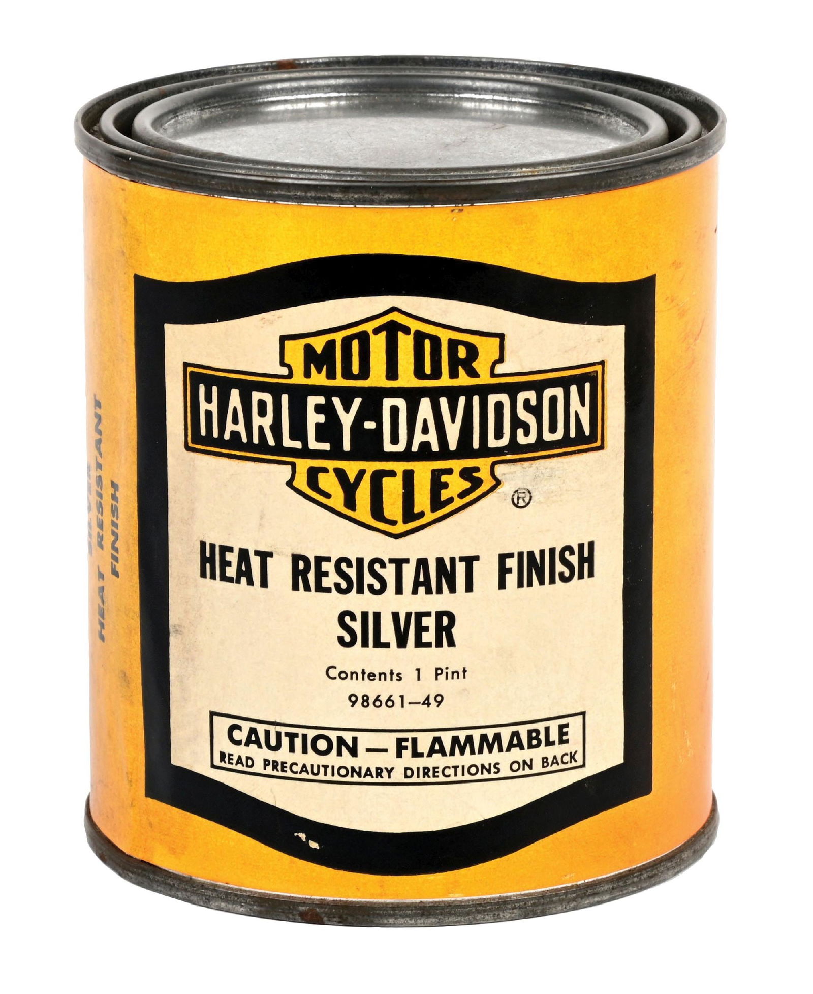 HARLEY DAVIDSON MOTORCYCLES SILVER HEAT RESISTANT FINISH ONE PINT PAPER LABEL CAN (1 of 6)
