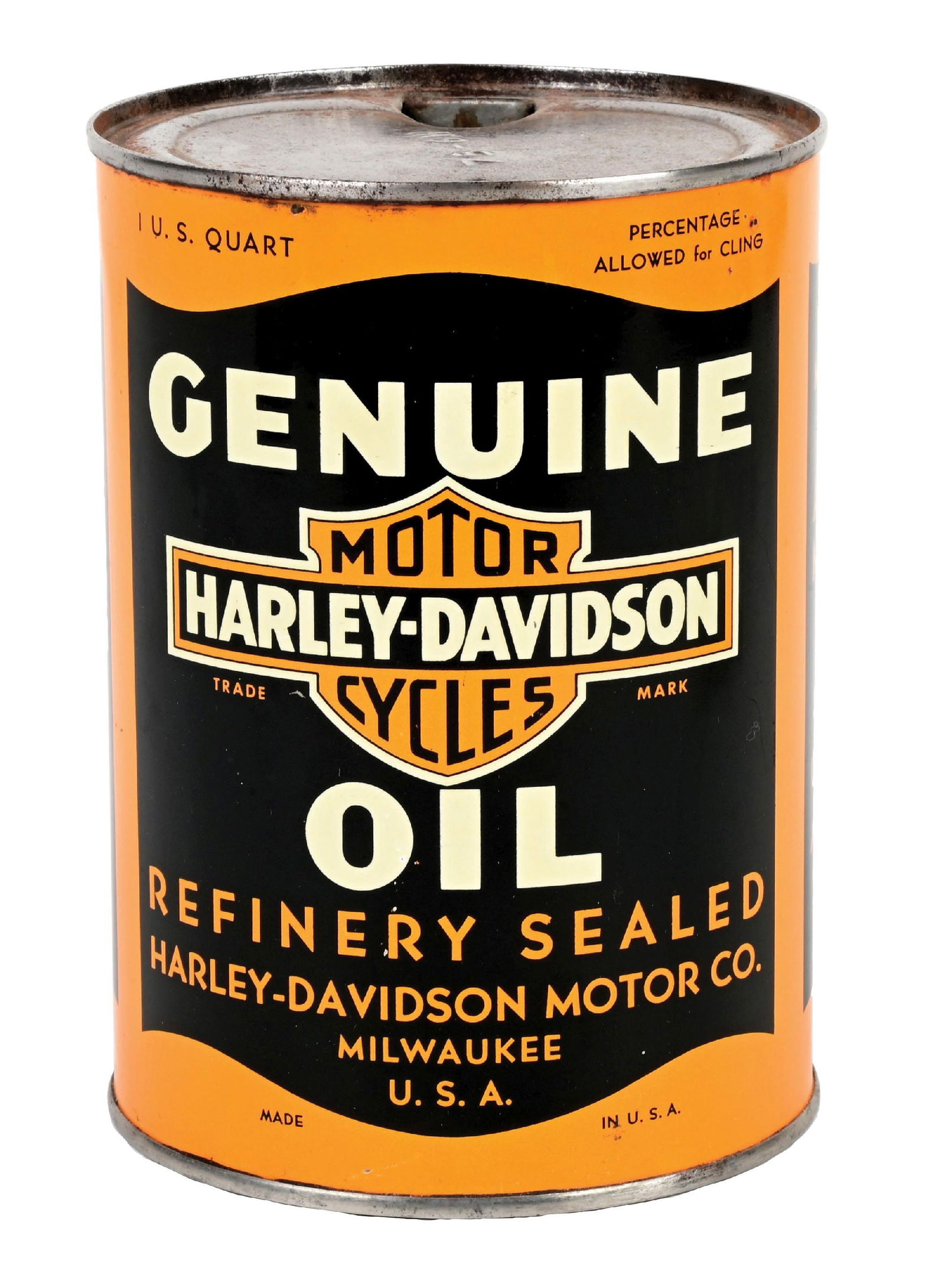 HARLEY DAVIDSON MOTORCYCLES OIL ONE QUART CAN (1 of 6)