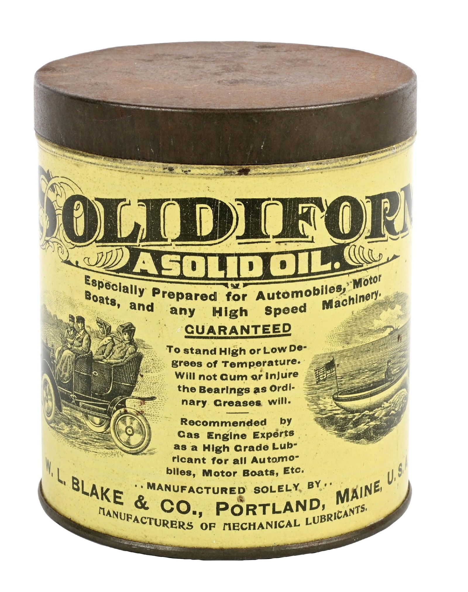 SOLIDIFORM AUTO & MARINE OIL CAN W/ CAR & BOAT GRAPHIC (1 of 6)