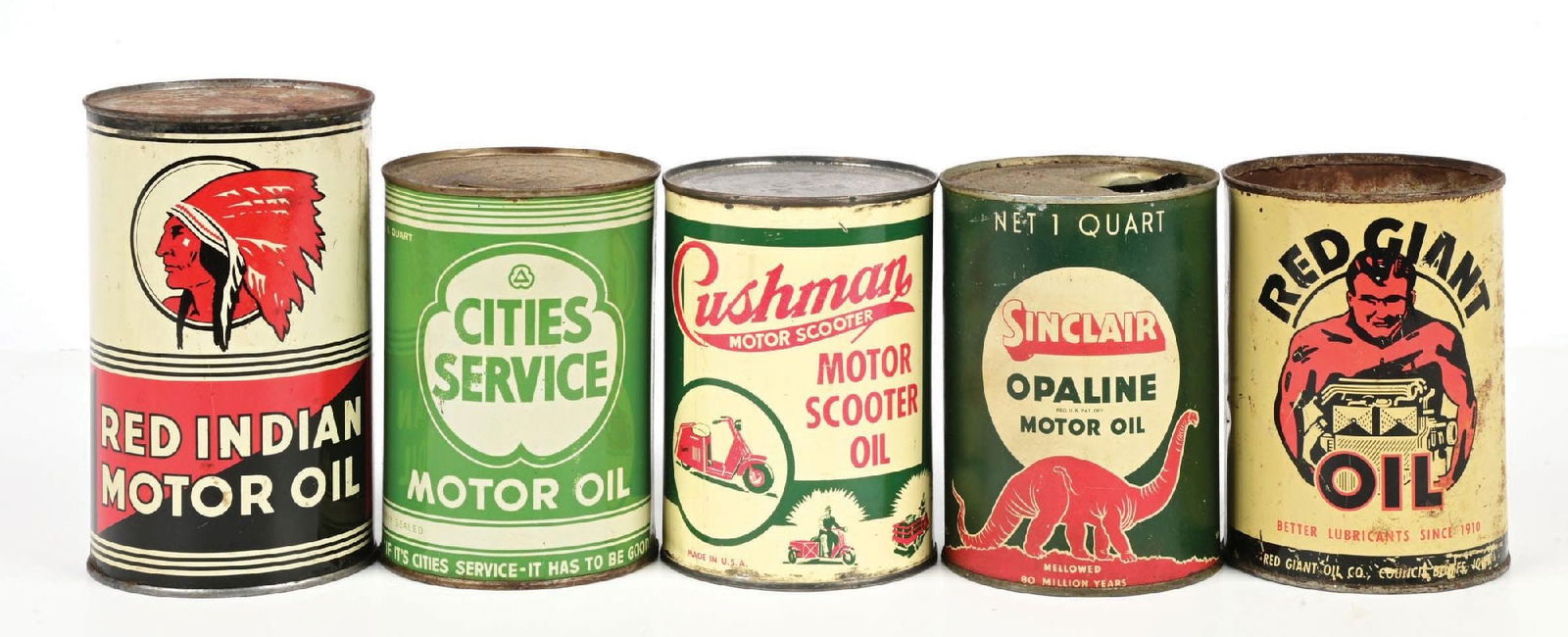 COLLECTION OF 5: VARIOUS ONE-QUART MOTOR OIL CANS (1 of 1)