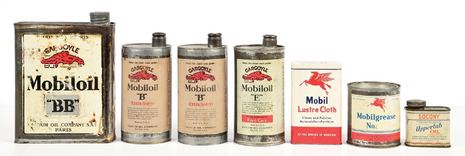 COLLECTION OF 7: MOBILOIL & GARGOYLE MOTOR OIL & PRODUCT CANS (1 of 1)
