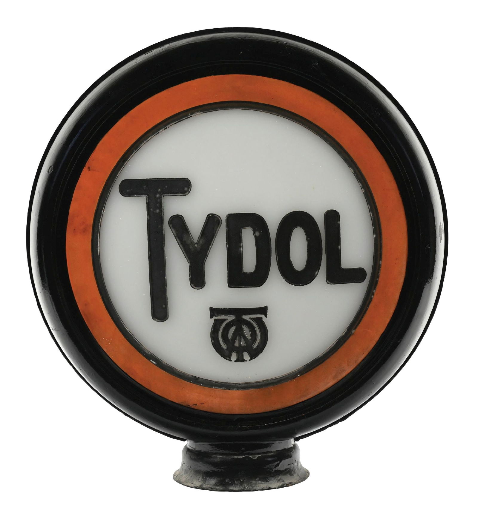 TYDOL GASOLINE CAST MILK GLASS 15" GLOBE LENSES ON METAL HIGH PROFILE BODY (1 of 4)