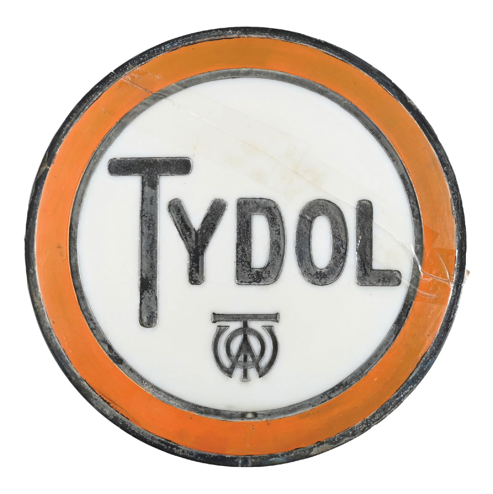 TYDOL GASOLINE SINGLE 15" CAST MILK GLASS GLOBE LENS (1 of 2)