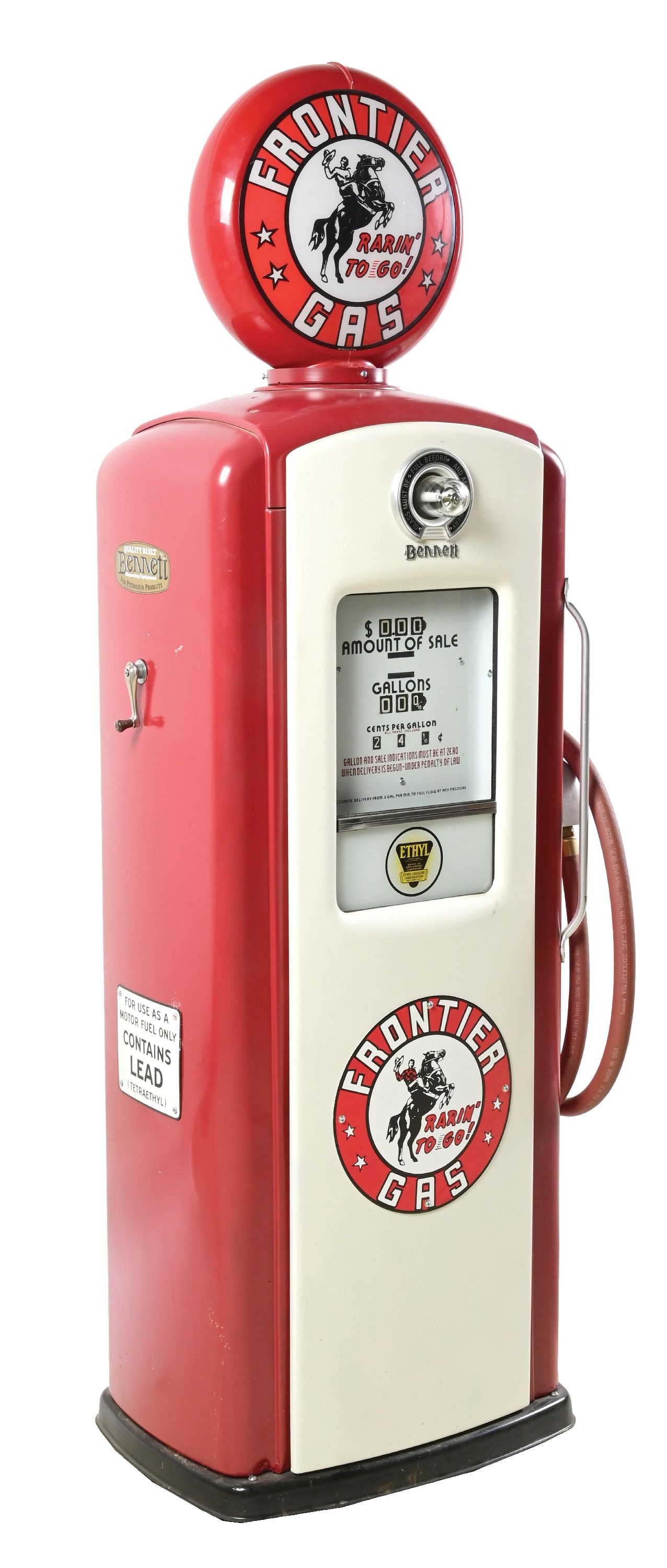 BENNETT MODEL #766 GAS PUMP RESTORED IN FRONTIER GASOLINE (1 of 6)