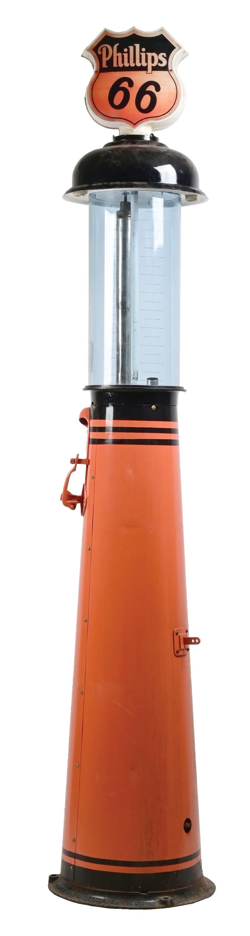 TEN GALLON VISIBLE GAS PUMP RESTORED IN PHILLIPS 66 WITH PLASTIC SHIELD GLOBE (1 of 6)