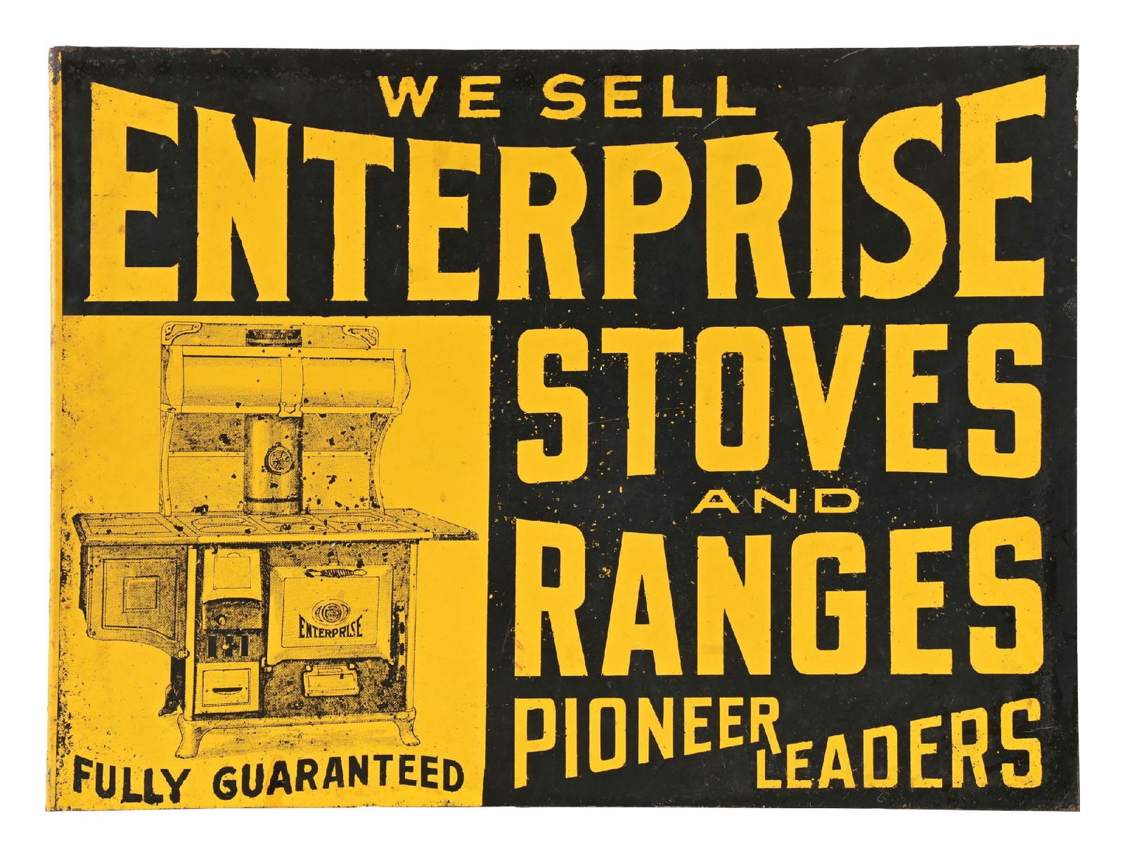 TIN FLANGE SIGN ADVERTISING ENTERPRISE STOVES & RANGES (1 of 2)