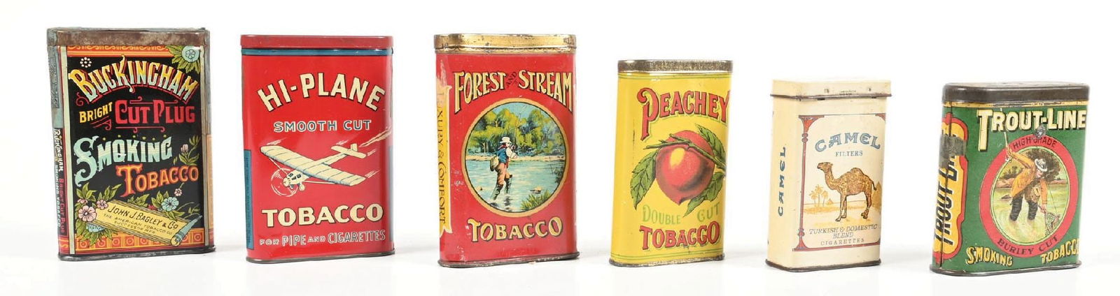 COLLECTION OF 6: VARIOUS POCKET TOBACCO TINS (1 of 4)