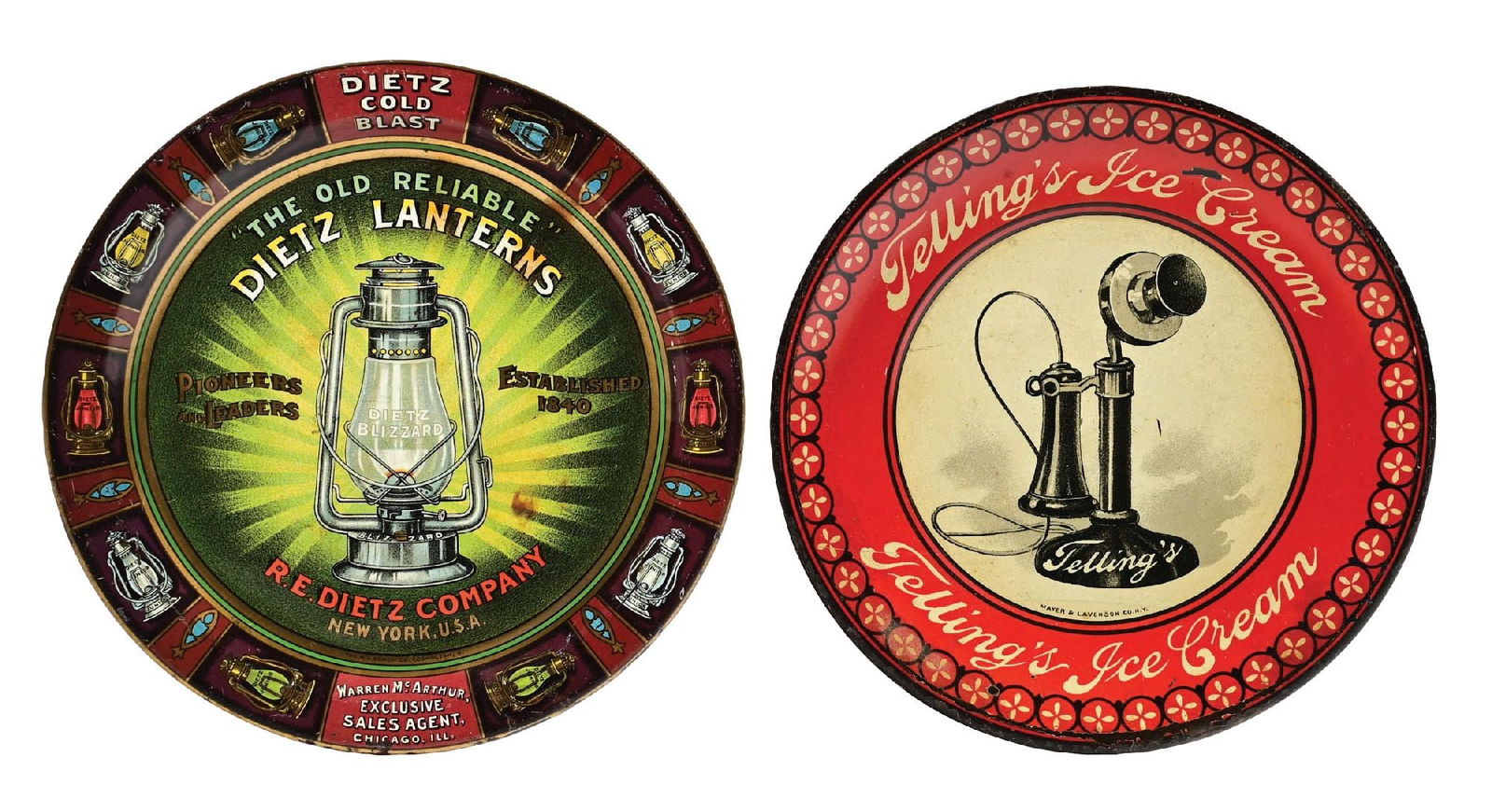 PAIR OF LARGE SIZE ADVERTISING TIP TRAYS (1 of 4)