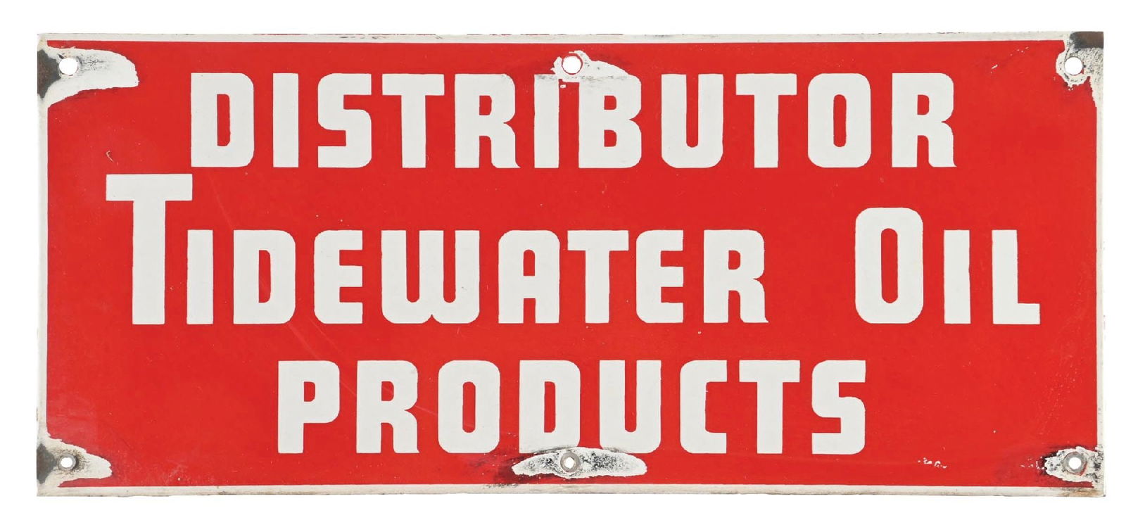 TIDEWATER OIL PRODUCTS DISTRIBUTOR PORCELAIN SIGN (1 of 2)