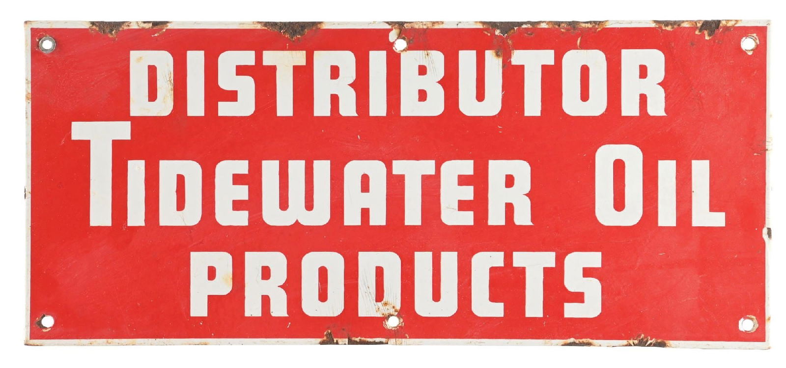 TIDEWATER OIL PRODUCTS DISTRIBUTOR PORCELAIN SIGN (1 of 2)