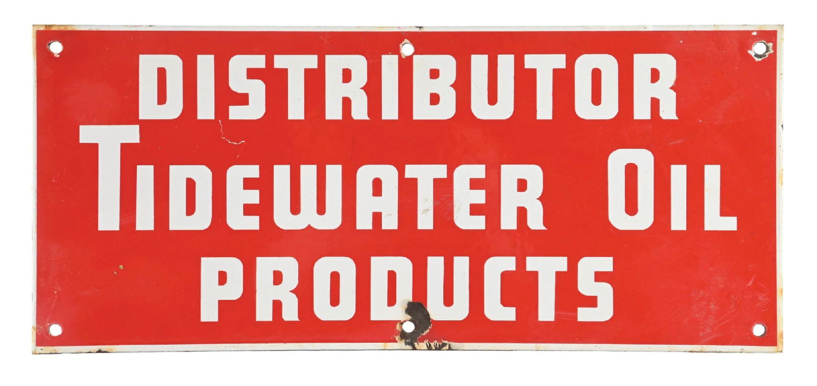 TIDEWATER OIL PRODUCTS DISTRIBUTOR PORCELAIN SIGN (1 of 2)