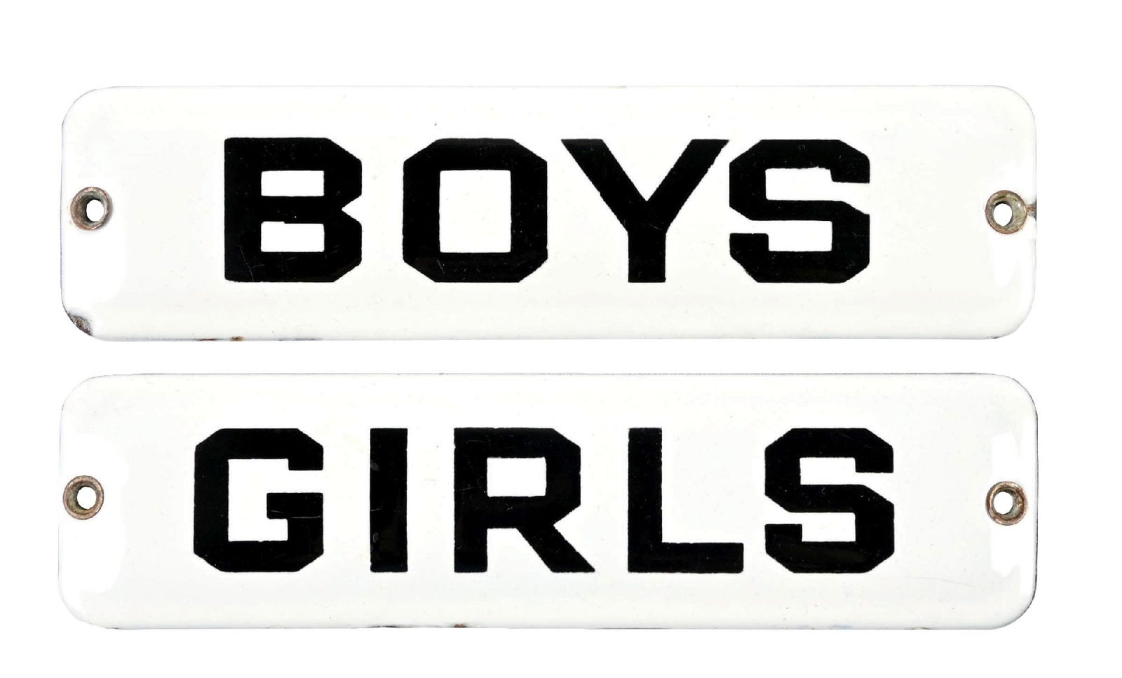 BOYS & GIRLS PORCELAIN RESTROOM SIGNS (1 of 2)