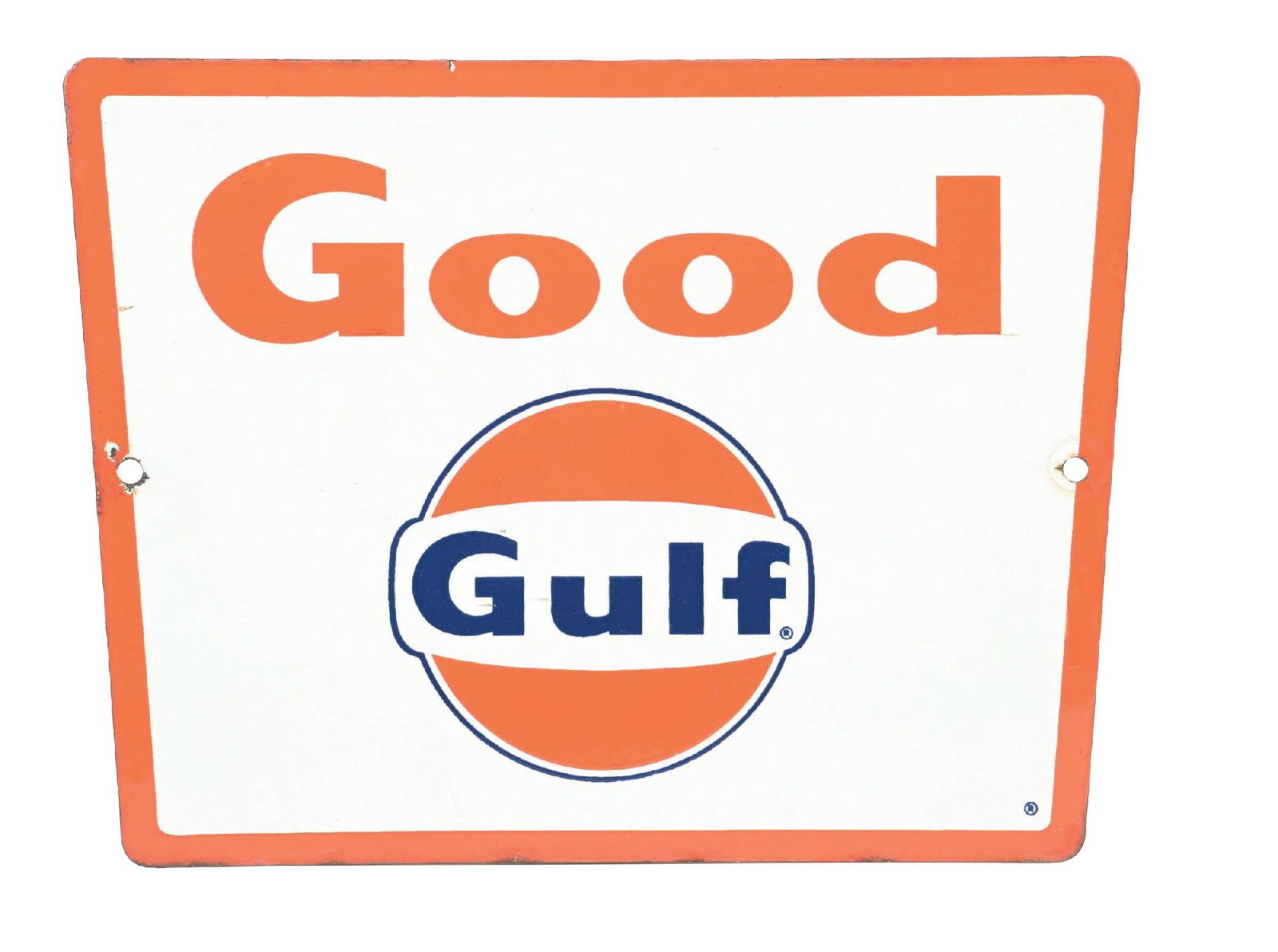 GULF GULF GASOLINE PORCELAIN PUMP PLATE SIGN (1 of 2)