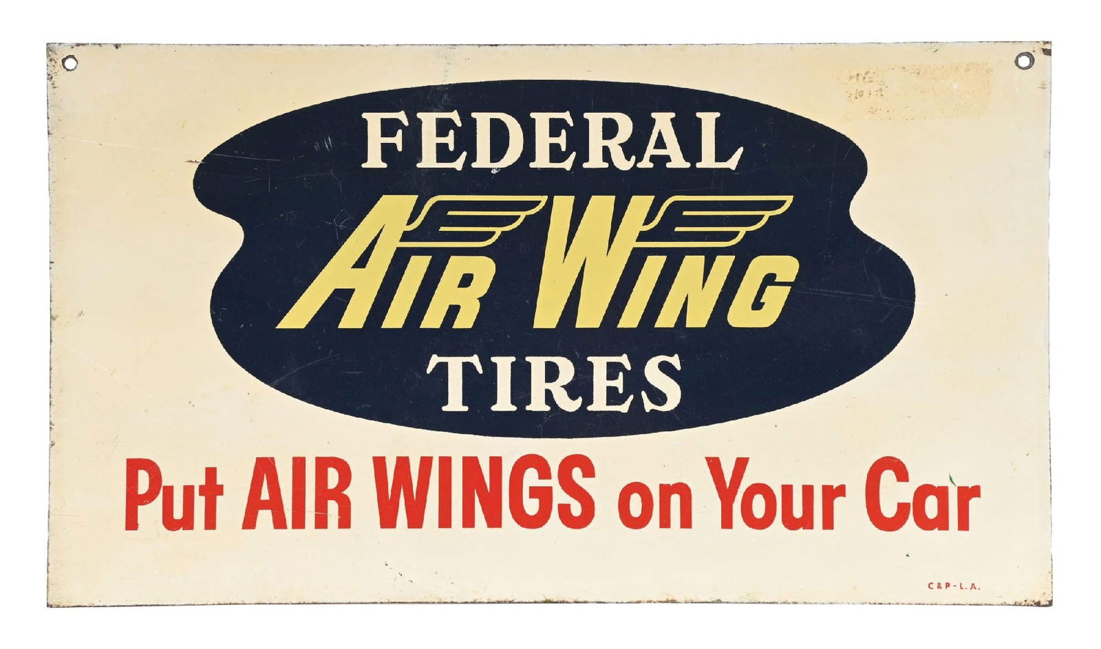 FEDERAL AIR WING TIRES TIN SIGN. (1 of 3)